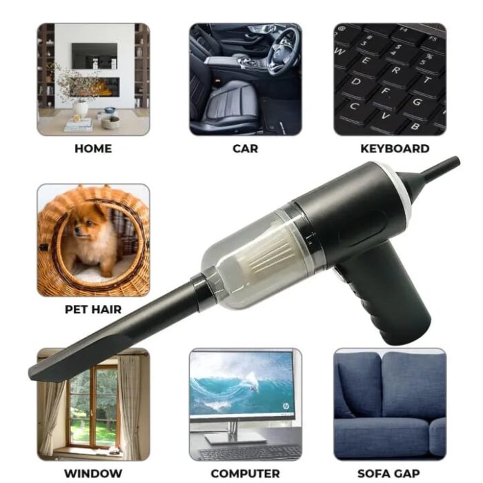 3 In 1 Portable Wireless Vacuum Cleaner – High Power Suction, Air Pump & Duster For Home, Car & Laptop
