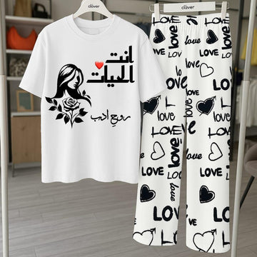 Comfortable 2 Pcs Cotton Printed Night Suit - Round Neck Jersey Fabric